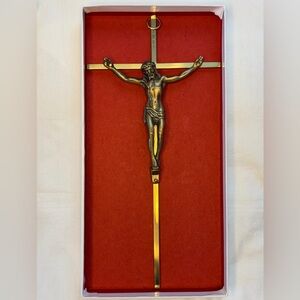 Crucifix Bronze/Brass 10" Wall Hanging INRI Jesus Christianity Catholic Vintage